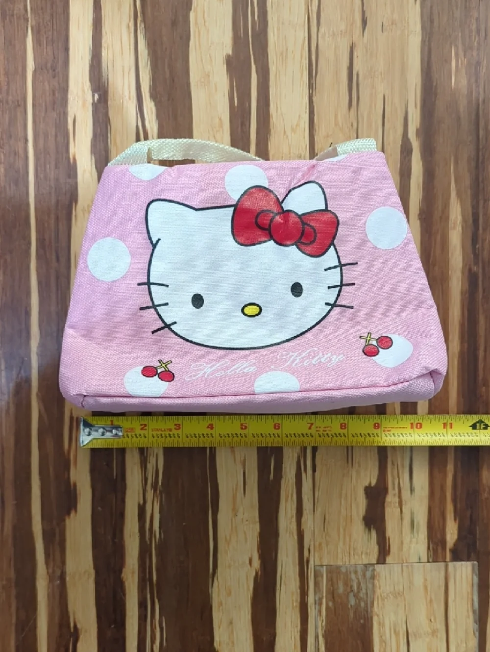 Hello Kitty Cherry Accent Pink Polka Dot Kids Insulated Pouch Bag